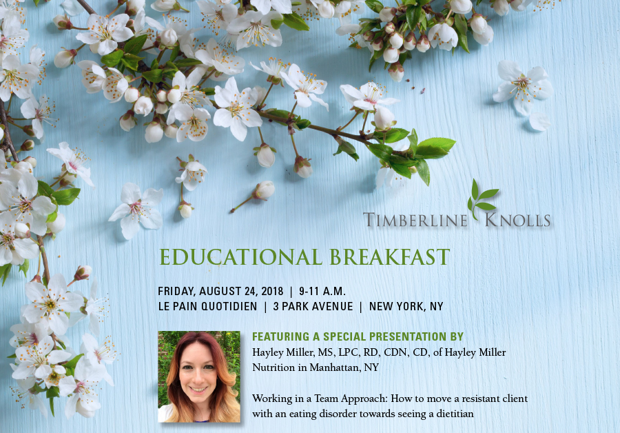 Timberline Knolls New York Educational Breakfast August 2018